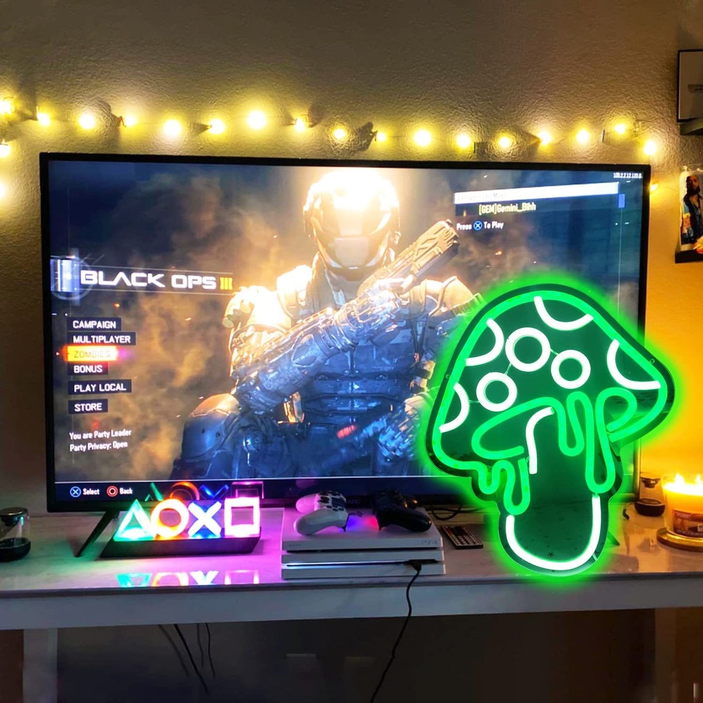 π GamerGlow Green Mushroom LED Neon Sign β Retro Gaming Ambience Light