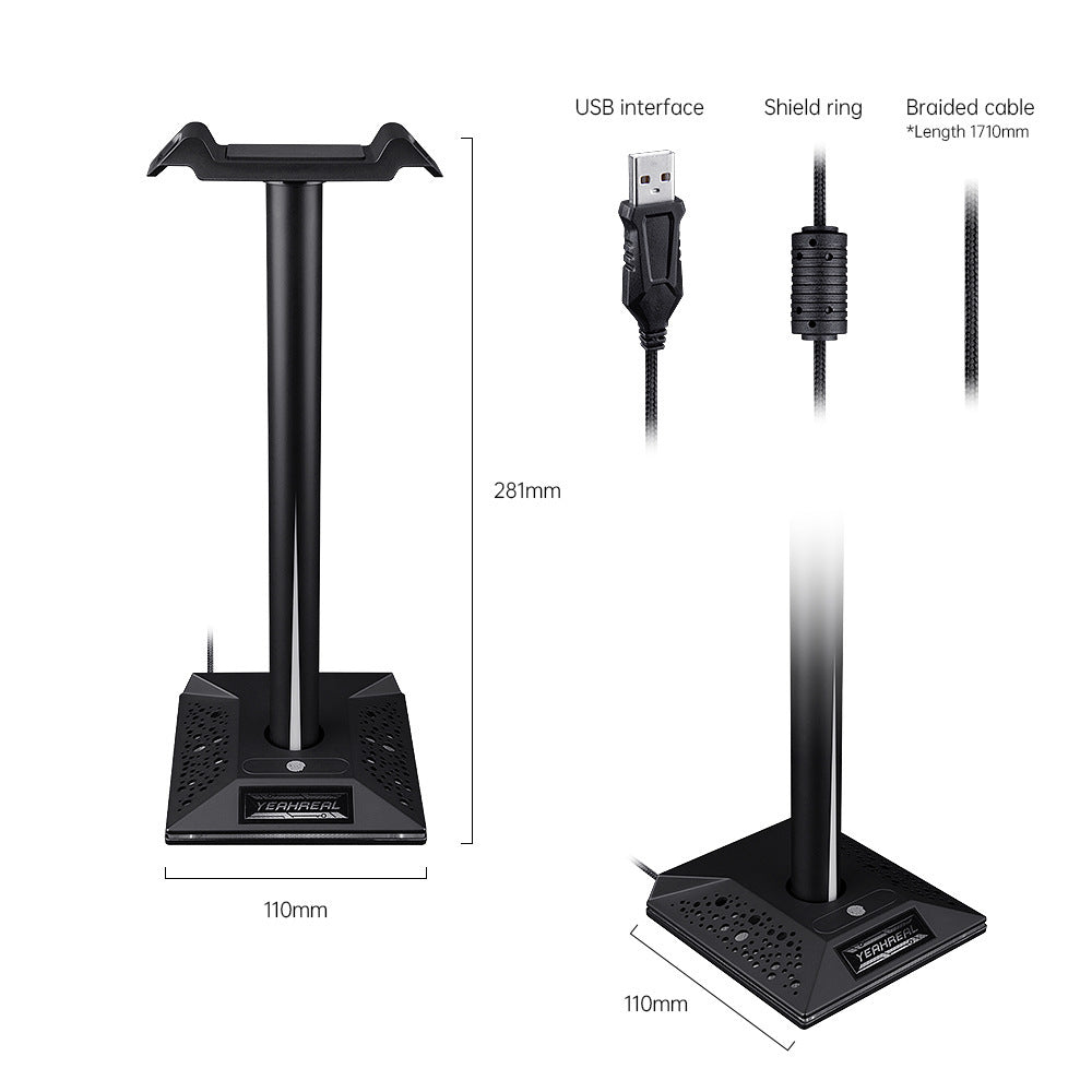 π§ GamerGlow RGB Gaming Headphone Stand β LED Ambient Light with Dual USB Ports