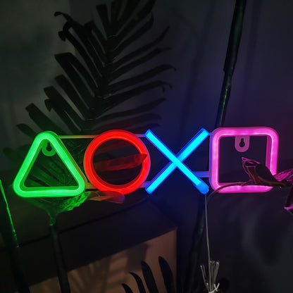 🎮 GamerGlow LED Neon Game Symbol Light – Retro Arcade-Inspired Gaming Decor
