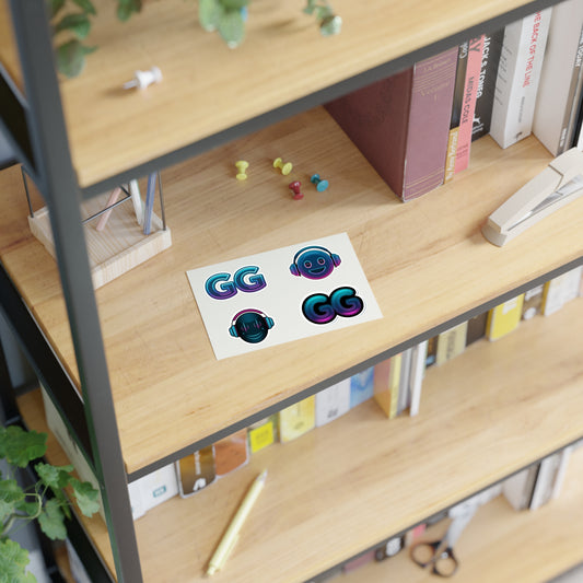 🎮 GamerGlow Gaming Sticker Sheet – Headphones & GG Neon Vinyl Decals