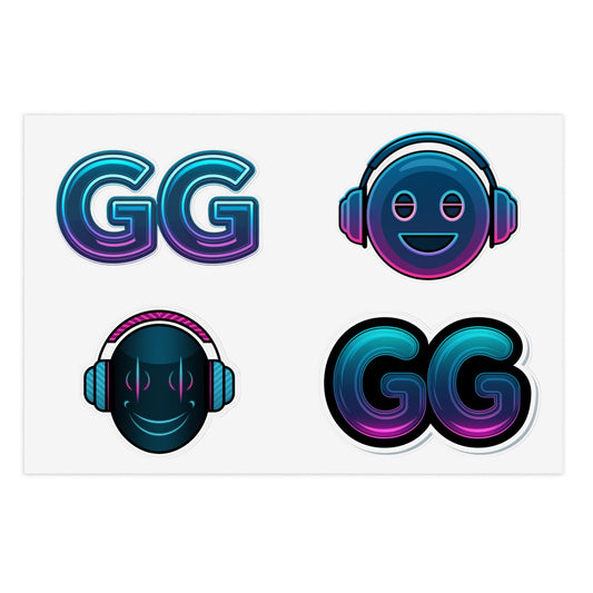 🎮 GamerGlow Gaming Sticker Sheet – Headphones & GG Neon Vinyl Decals